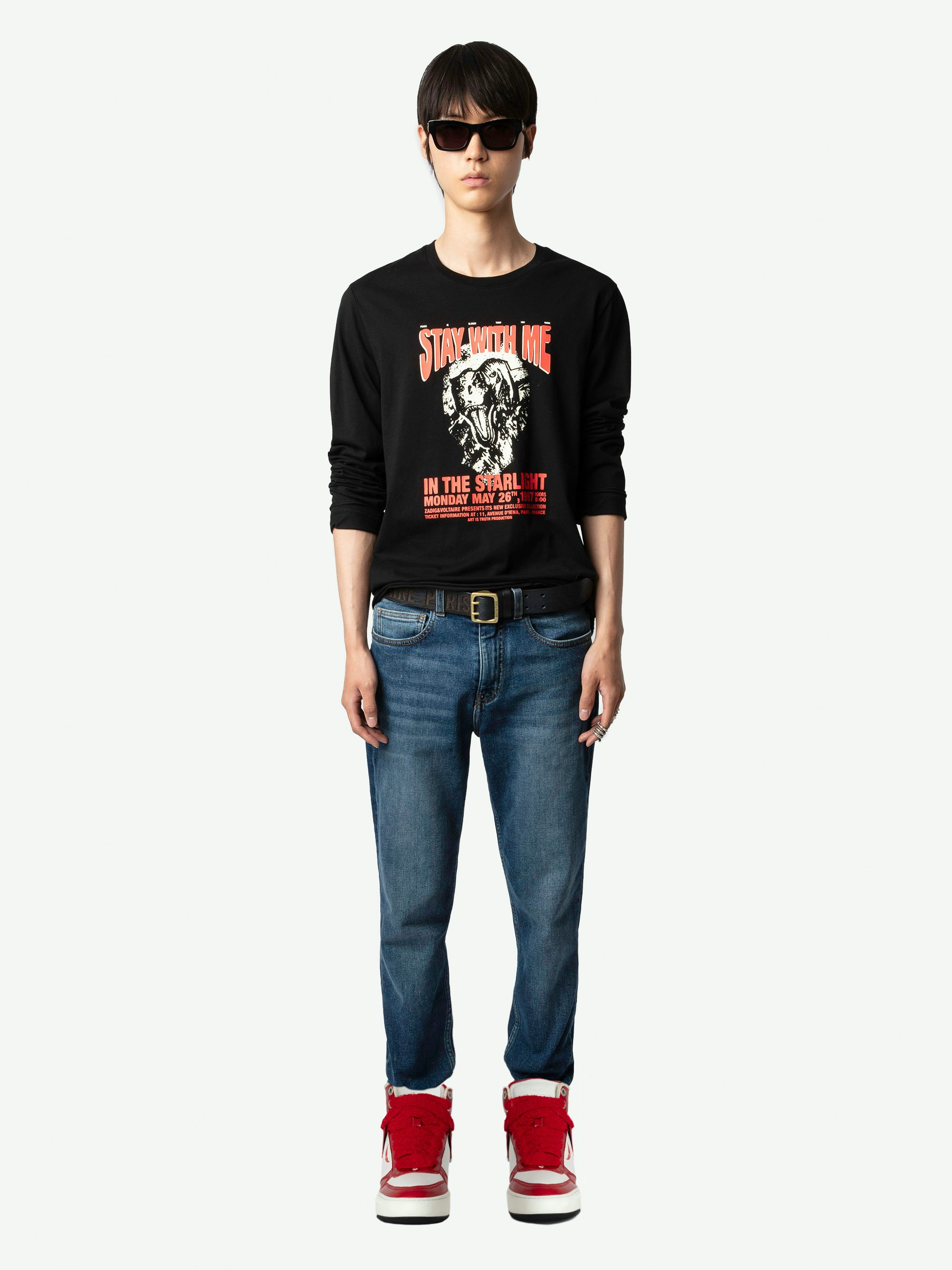 Men's High Wings Trainers - High-top trainers in smooth white leather, with red vintage leather inserts and wing signatures.  These trainers are made with materials that have a reduced environmental impact.